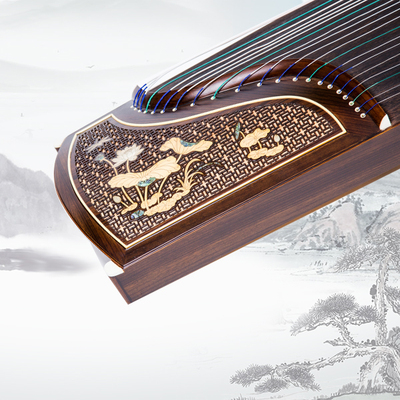 镂空彩贝演奏筝蜻蜓秋韵