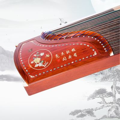 贝壳针雕演奏筝鸟语花香