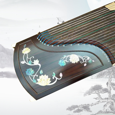 黄芽木贝雕演奏筝清露睡莲