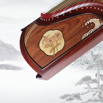 老红木黄芽贝雕演奏筝海韵沉香