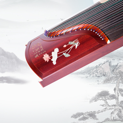 红木彩贝演奏筝荷花芬芳